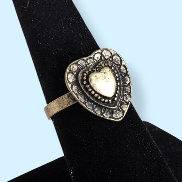 Jewelry - (2/$20) V. Brass Tone Heart Ring